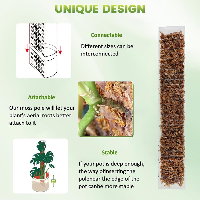 EOX 4 Pack 24" x2 + 36" x2 Plastic Moss Pole for Monstera, Large D Shaped Poles for Climbing Plants Work with Sphagnum Moss, 114 Inch Total - Image 3